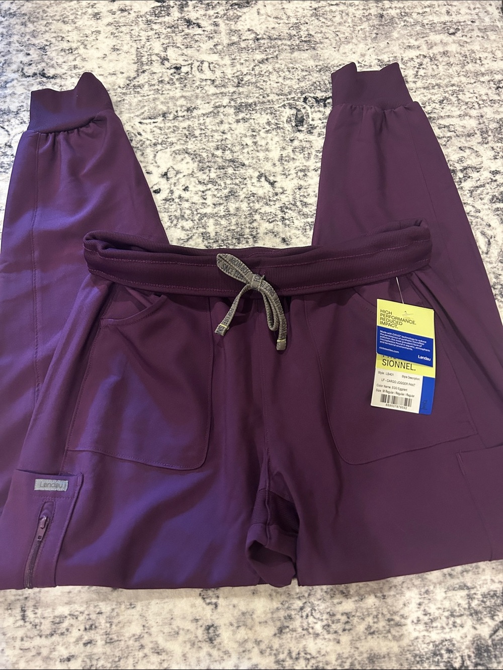 Landau purple scrub joggers
